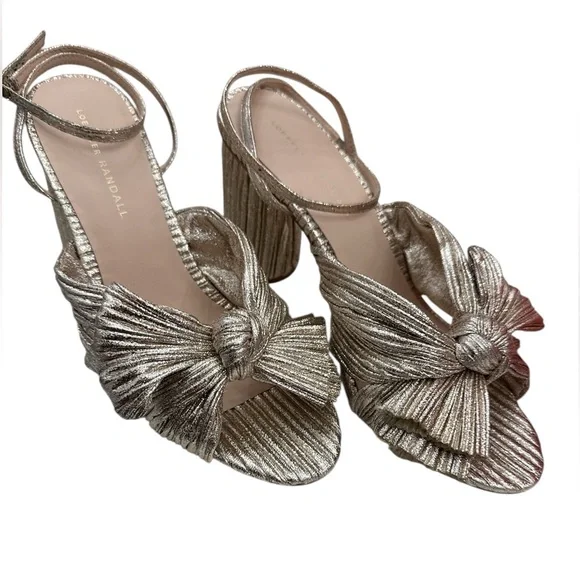 Loeffler Randall Camellia Champagne Pleated Bow Heel - Picture 4 of 11